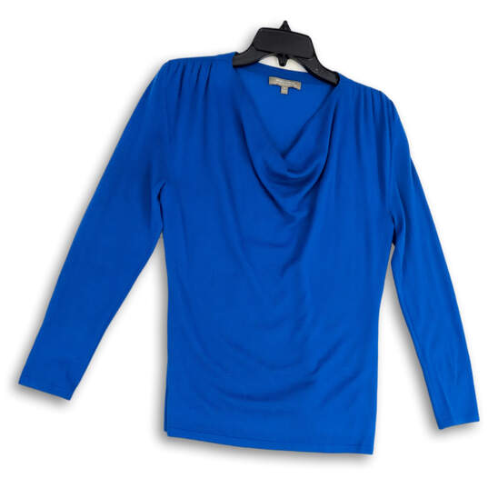Womens Blue Knitted Cowl Neck Long Sleeve Pullover Sweater Size Large image number 1