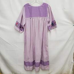 VTG Quacker Factory WM's 100% Cotton Purple Stripe Butterfly Embroidered Doll Dress Size M alternative image