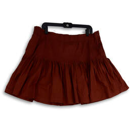 Womens Brown Eula Pintucked Pleated Side Zip Mini Skirt Size X-Large alternative image