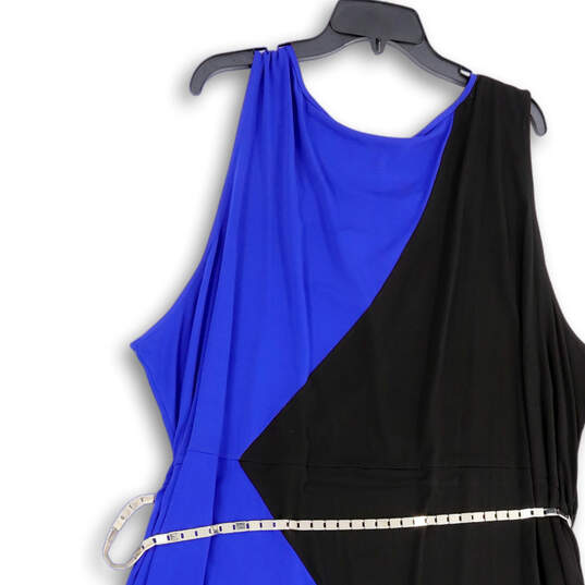 NWT Womens Black Blue Round Neck Sleeveless Knee Length A-Line Dress Sz 5X image number 4