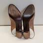 Bruno Magli Italy Tan Leather Slingback Peep Toe Heels Shoes Size 7.5 M image number 5