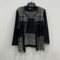 Womens Black Gray Knitted Long Sleeve Open Front Cardigan Sweater Size 1X image number 1