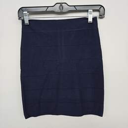Navy Blue Ribbed Mini Skirt
