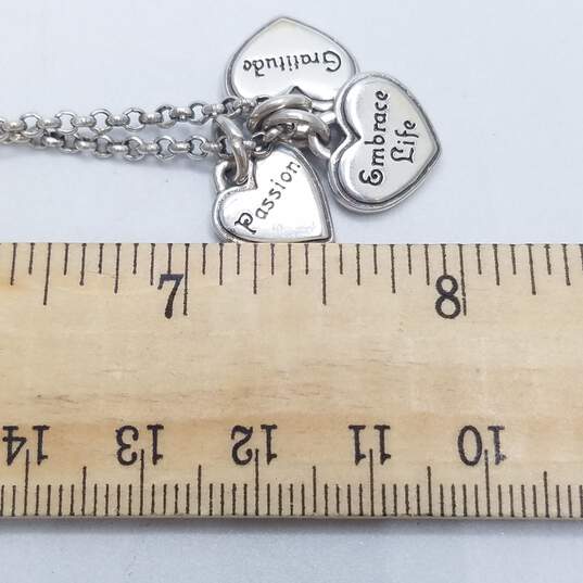 Brighton Silver Tone Triple Heart Charm 17.5in Toggle Necklace 13.1g image number 8