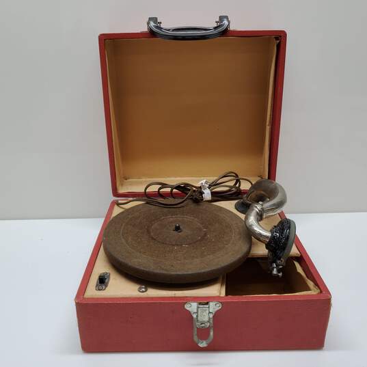 Vintage PAL Portable Electric Phonograph w/ Golden Record Untested For Parts/Repair image number 1