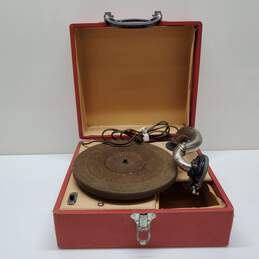 Vintage PAL Portable Electric Phonograph w/ Golden Record Untested For Parts/Repair