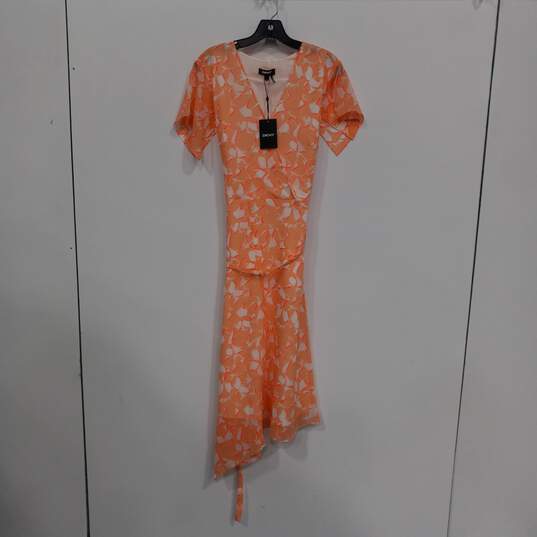 DNKY Peach Floral Print Wrap Dress Women's Size 8 image number 1