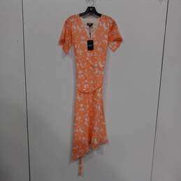 DNKY Peach Floral Print Wrap Dress Women's Size 8