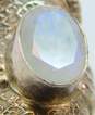 PTI India 925 Moonstone Faceted Oval Stamped Textured Ridged Band Long Saddle Ring 11.5g image number 8