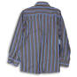 Mens Brown Blue Striped Long Sleeve Spread Collar Formal Dress Shirt Sz XL image number 2