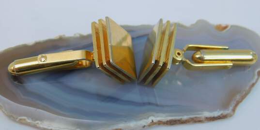 Christian Dior Gold Tone Layered Square Cufflinks 11.8g image number 3