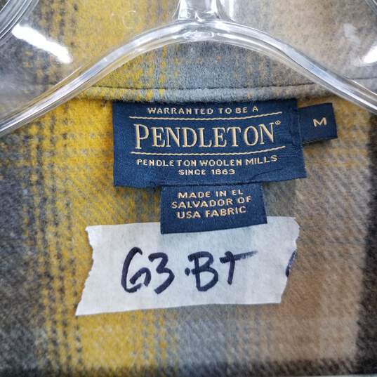 Pendleton yellow gray plaid wool shirt jacket M image number 4