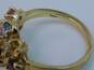 Vintage 10K Yellow Gold Ruby Aquamarine & Emerald Multi Stone Scrolled Ring 4.1g image number 4