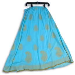 NWT Soft Surroundings Womens Block Print Blue Gold Elastic Waist A-Line Skirt M alternative image