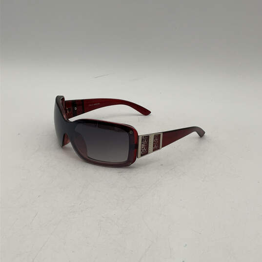 Womens Red Framed Black Polarized Lens Overlay Rectangular Sunglasses image number 2