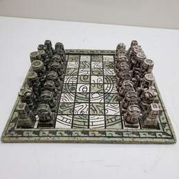 Carved Stone Aztec Themed Chess Set