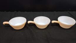 Bundle of 3 Peach Colored Fire King Ceramics Bowls w/ Handles alternative image