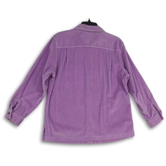 L.L. Bean Womens Lavender Striped Spread Collar Long Sleeve Button-Up Shirt Sz M image number 2