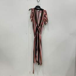 NWT New York & Company Womens Multicolor Stripe Wrap Maxi Dress Size XS