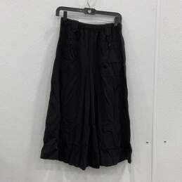 NWT Womens Black Elastic Waist Pull On Wide-Leg Culottes Pants Size XS