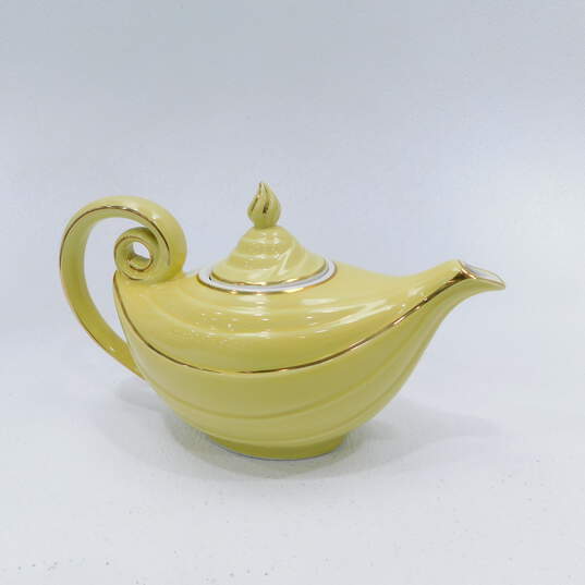 Vintage Hall China 6 Cup Aladdin Genie Lamp Teapot & Diffuser Yellow W/Gold Trim image number 1