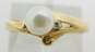 10K Yellow Gold Round Pearl Diamond Accent Ring 2.5g image number 1