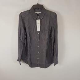 Foxcroft NYC Women Gray Button Up Blouse 6 NWT