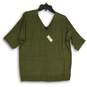 NWT Talbots Womens Green V-Neck Short Sleeve Pullover Blouse Top Size LP image number 1