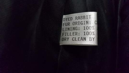 Women's Black Dyed Rabbit Fur Coat Size XL image number 4