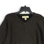 Mens Brown Knitted V-Neck Long Sleeve Pullover Sweater Size X-Large image number 3