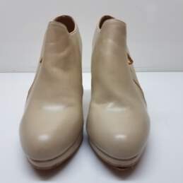 Allegra-K Platform Round Toe Chunky Heel Ankle Boot Beige Leather Size 8.5 alternative image
