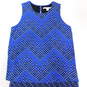 Diane Von Furstenberg Liza Blue Layered Silk Crepe Ruffle Shift Women's Dress Size M with COA image number 5