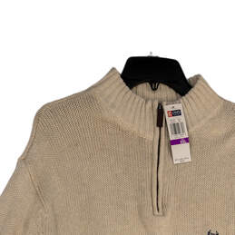 NWT Mens Beige Mock Neck Long Sleeve Knit Pullover Sweater Size XXL