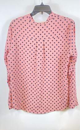 NWT Adrianna Papell Womens Pink Polka Dot Neck Tie Pullover Blouse Top Size M alternative image