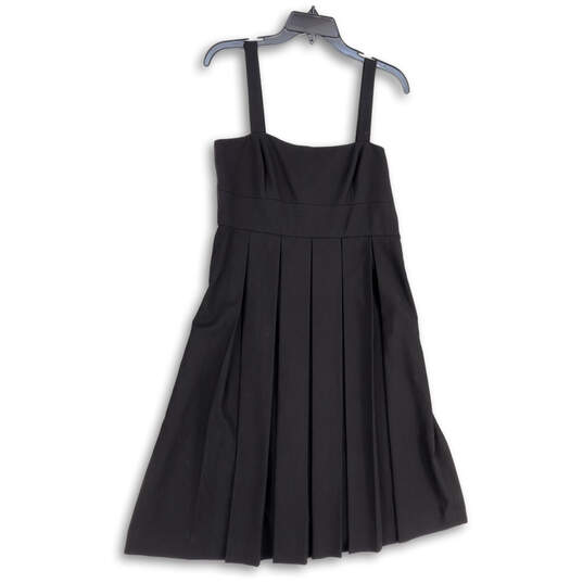 Womens Black Square Neck Pleated Front Knee Length Fit & Flare Dress Size 6 image number 1