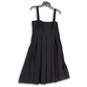 Womens Black Square Neck Pleated Front Knee Length Fit & Flare Dress Size 6 image number 1
