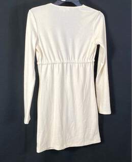 Reformation Womens Ivory Deep V-Neck Tie Waist Long Sleeve Mini Dress Size XS alternative image