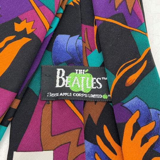 The Beatles Mens Multicolor Silk Abstract Adjustable Designer Necktie 54" image number 3