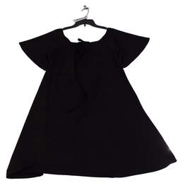 Womens Black Solid Lightweight Short Cap Sleeve Scoop Neck Blouson Top Size 16 alternative image
