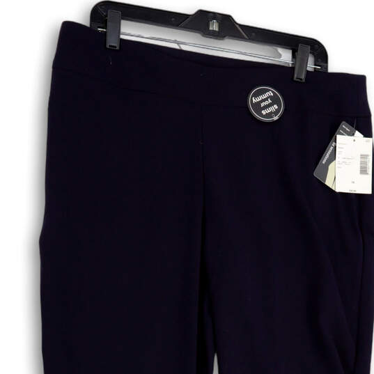 NWT Womens Blue Elastic Waist Stretch Pull-On Wide Leg Ankle Pants Size 14 image number 3