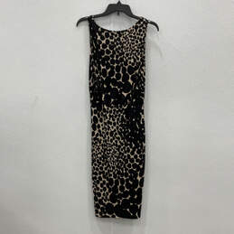 Womens Nude Black Leopard Print Sleeveless V-Neck Sheath Dress Size 8 alternative image