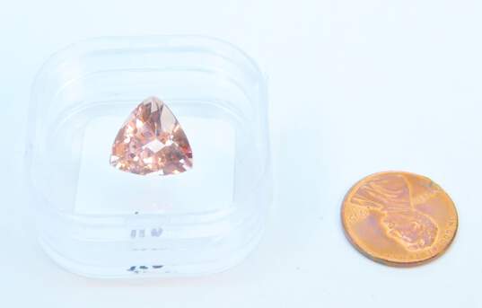 Loose Cor-De-Rosa 5.75 CT Morganite Trillion Cut Gemstone IOB 1.3g image number 5