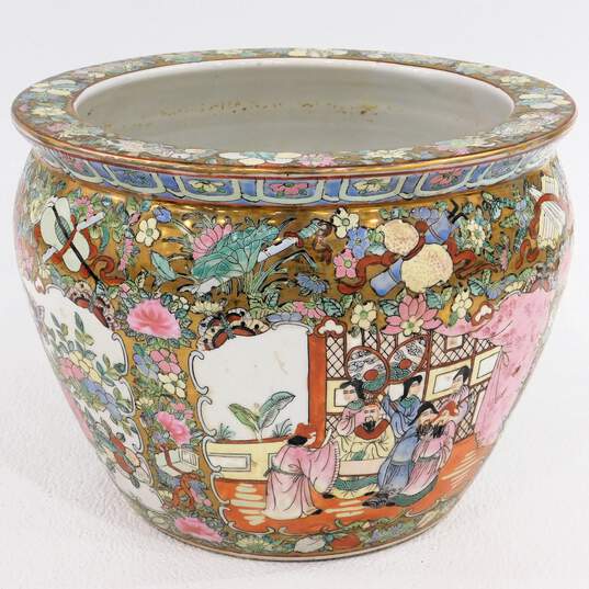 Vintage Chinese Famille Rose Jardiniere Porcelain Koi Fish Bowl Planter Pot image number 1