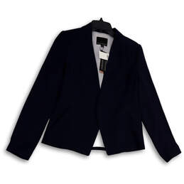 NWT Womens Blue Long Sleeve Pockets Single Breasted Open Front Blazer Sz 6