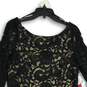 NWT Womens Black Lace Round Neck Bell Sleeve Back Zip Shift Dress Size 12 image number 3