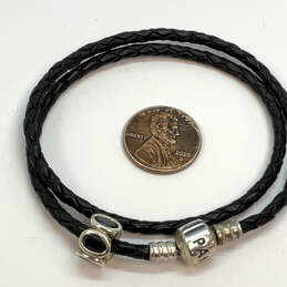 Designer Pandora S925 ALE Sterling Silver Leather Cord Charm Wrap Bracelet alternative image