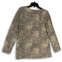 Womens Gold Long Sleeve Round Neck Sequin Pullover Blouse Top Size Medium alternative image