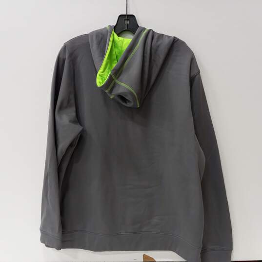 Men's Gray and Green Under Armor Hooded Sweatshirt Size Medium image number 2