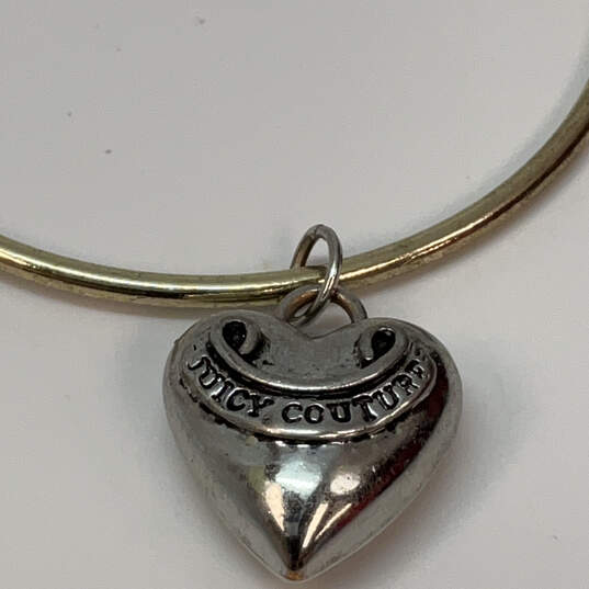 Designer Juicy Couture Two-Tone Thin Bangle Puff Heart Charm Bracelet image number 4