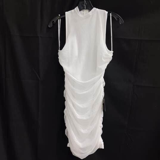 Lulus Women's White Sleeveless Crepe Ruched Mini Dress Size S image number 1